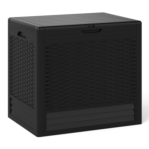 25 Gallon Outdoor Storage Box with Rattan Patterns, Black