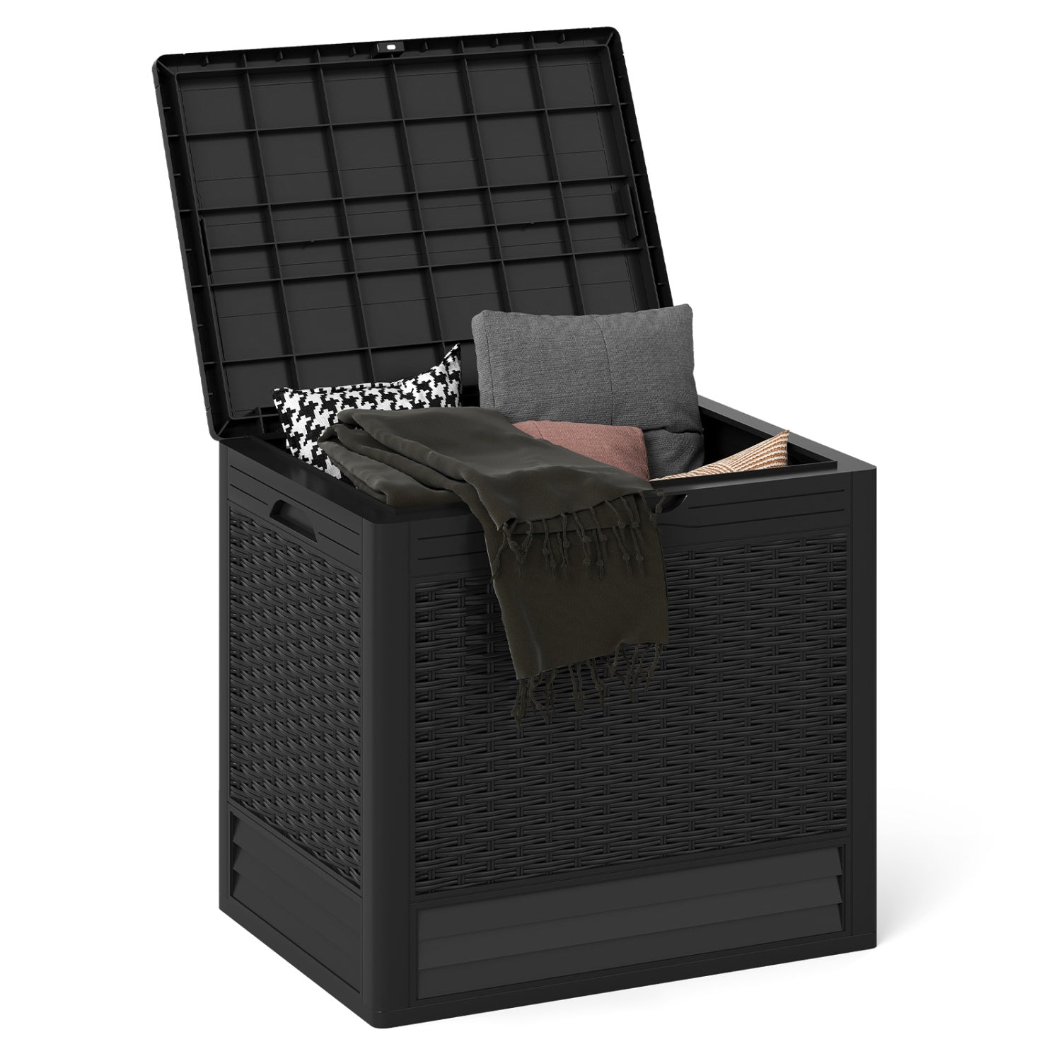 25 Gallon Outdoor Storage Box with Rattan Patterns, Black Sheds & Outdoor Storage at Gallery Canada