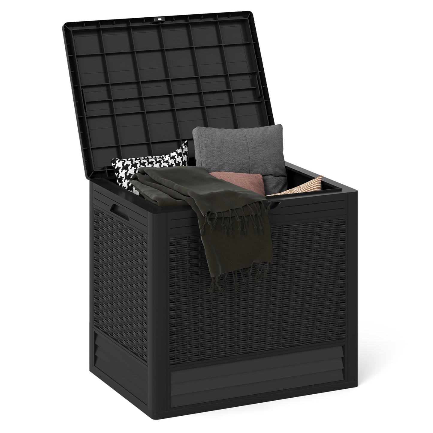 25 Gallon Outdoor Storage Box with Rattan Patterns, Black Sheds & Outdoor Storage at Gallery Canada