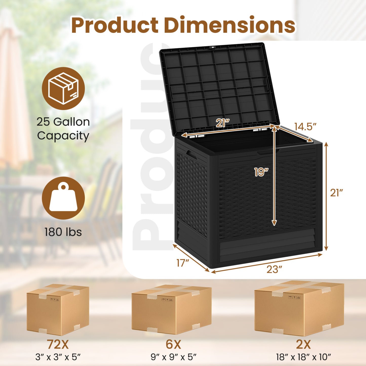 25 Gallon Outdoor Storage Box with Rattan Patterns, Black Sheds & Outdoor Storage at Gallery Canada