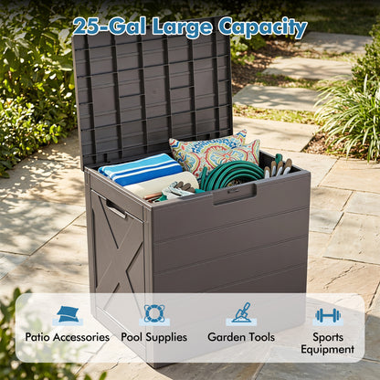 Bac de rangement de 25 gallons avec couvercle, gris