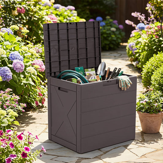 25 Gallon Storage Bin With Lid, Carry Handles, Lock Hole, Brown Sheds & Outdoor Storage Brown at Gallery Canada