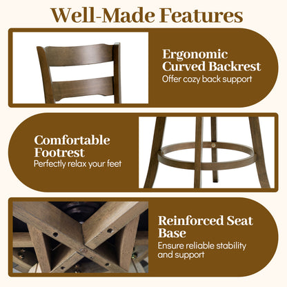 25 Inch Swivel Counter Barstools with Backrest & Upholstered Seat-Set of 4, Taupe Bar Stools at Gallery Canada