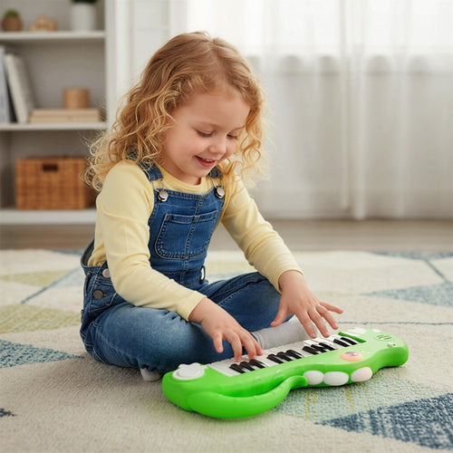 25-Key Kids Piano Keyboard, Dinosaur Shape, Digital Piano, Green