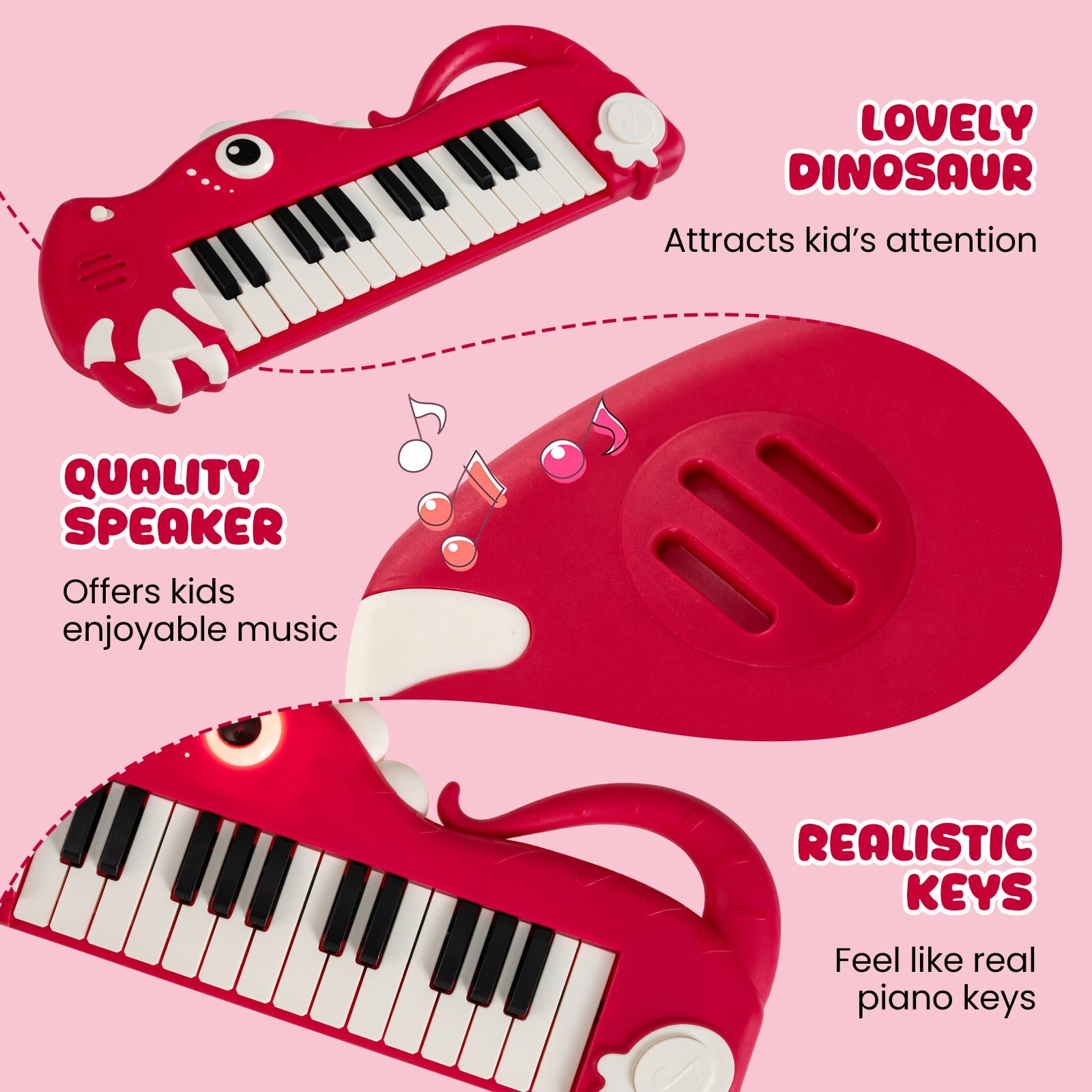 25-Key Dinosaur Piano Keyboard, With Music And Light, Red Pianos & Keyboards at Gallery Canada