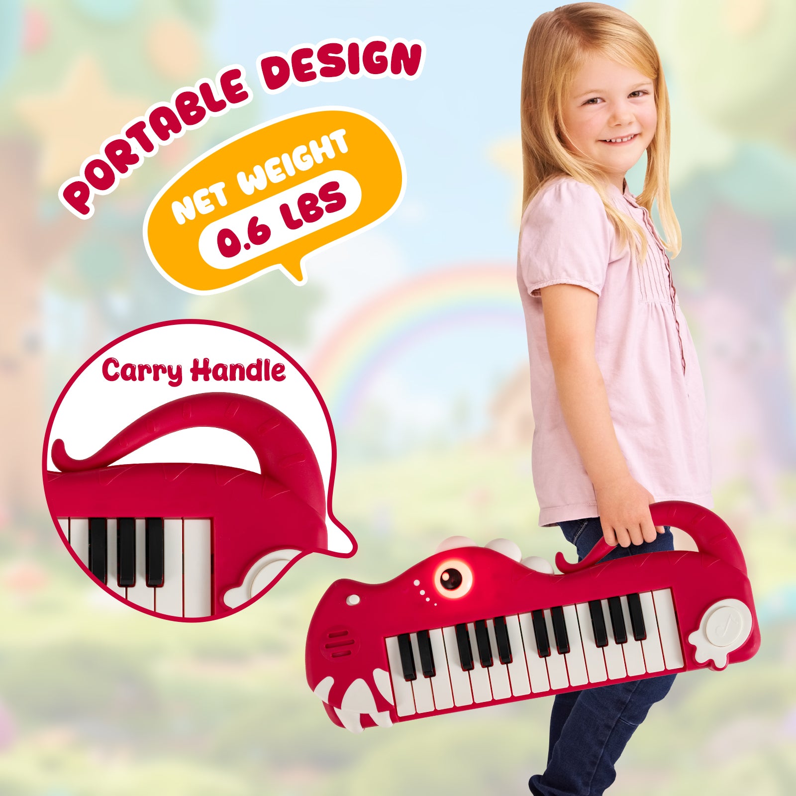 25-Key Dinosaur Piano Keyboard, With Music And Light, Red Pianos & Keyboards at Gallery Canada