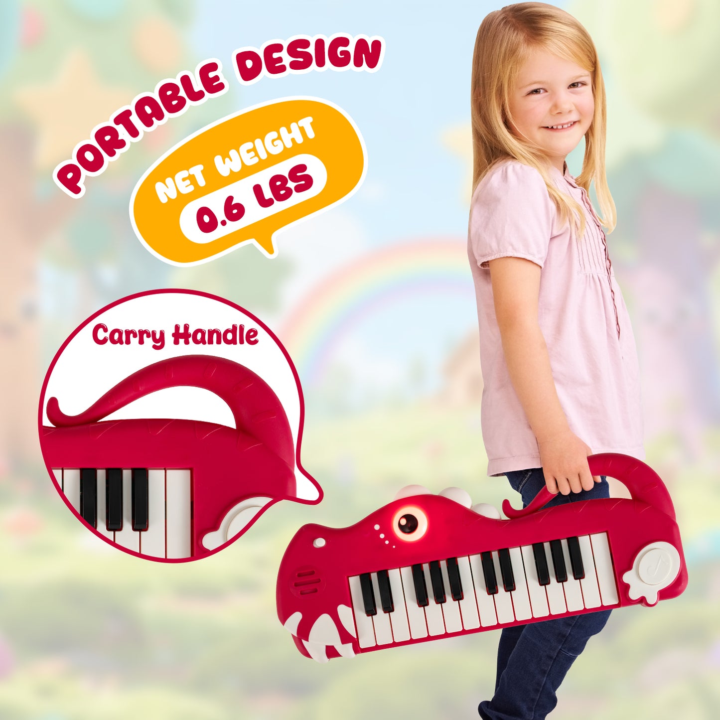 25-Key Dinosaur Piano Keyboard, With Music And Light, Red Pianos & Keyboards at Gallery Canada