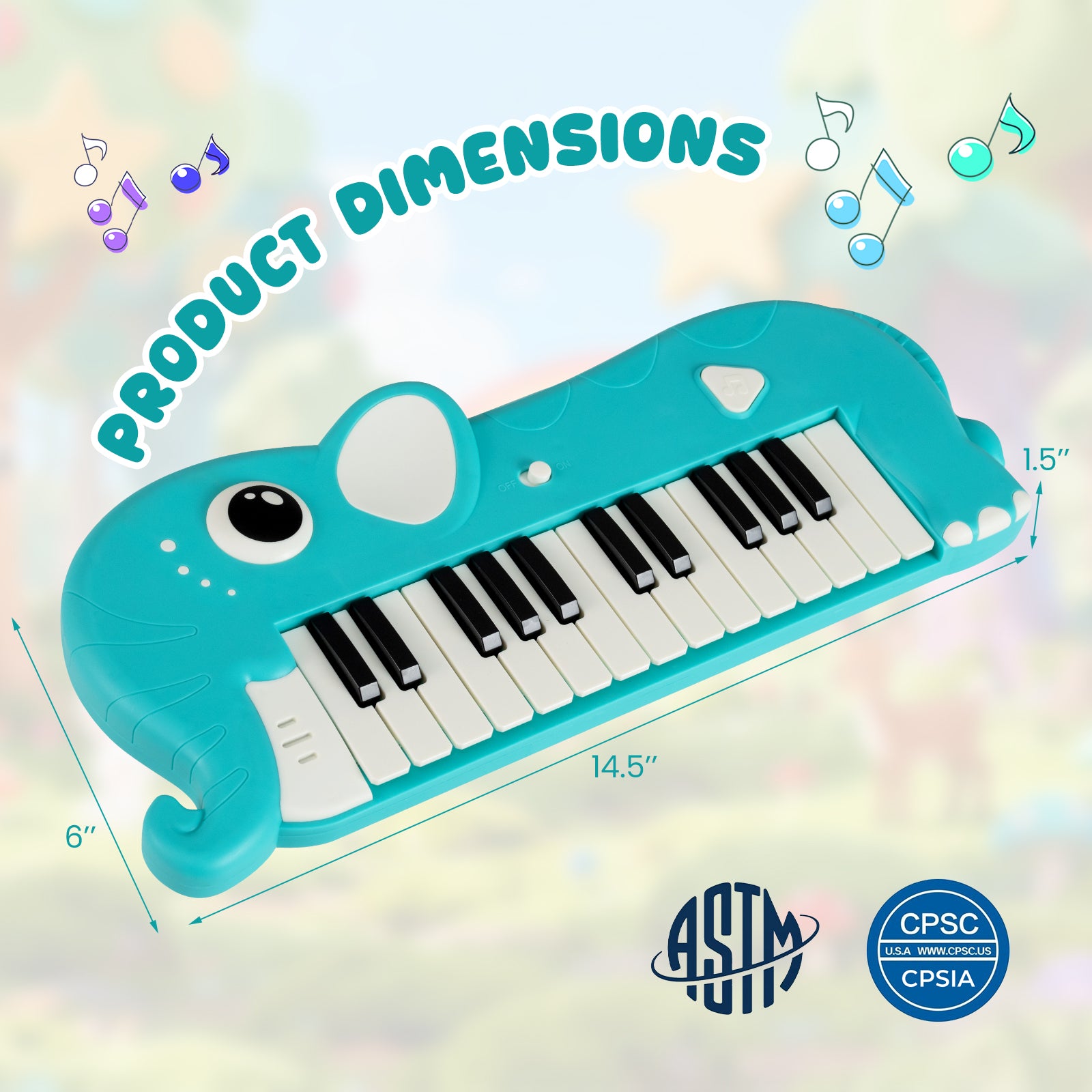 25-Key Kids Piano Keyboard, Elephant Shape, With Music And Light, Blue Pianos & Keyboards at Gallery Canada