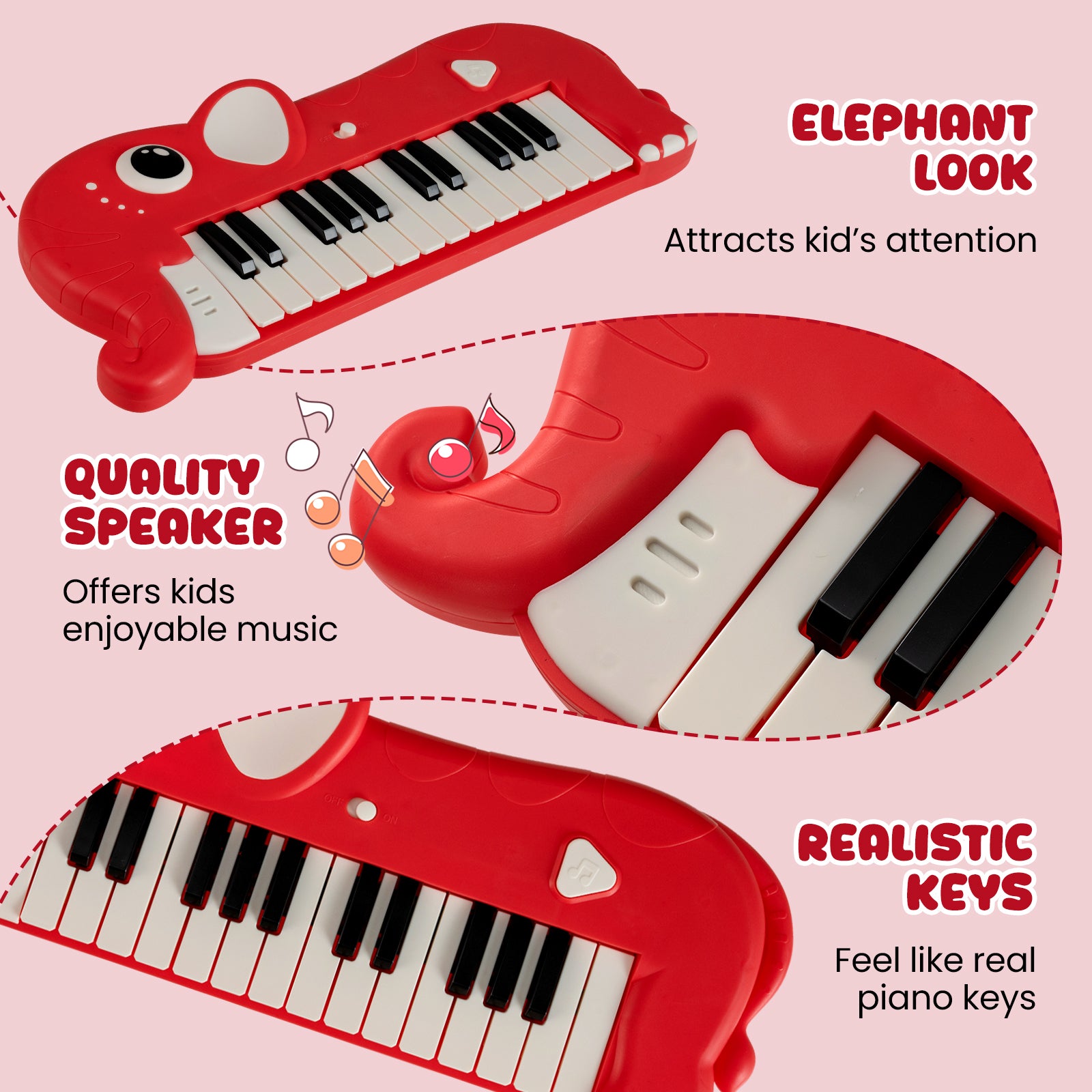 25-Key Kids Piano Keyboard, Elephant Shape, Red Pianos & Keyboards at Gallery Canada