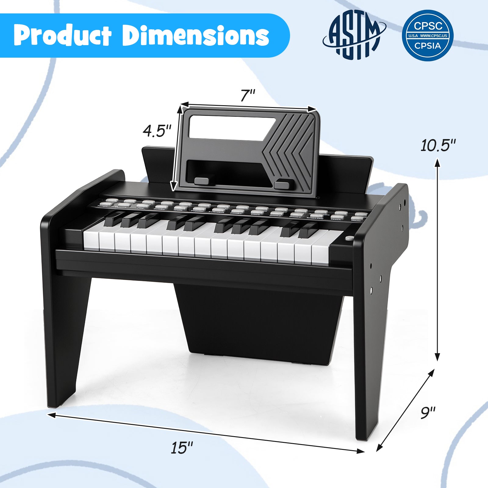 25 Keys Kids Piano Keyboard with Adjustable Speed and Volume, Black Pianos & Keyboards at Gallery Canada