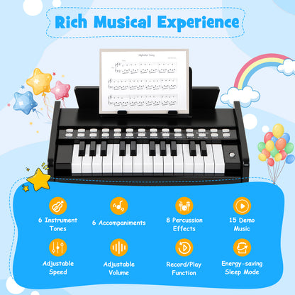 25 Keys Kids Piano Keyboard with Adjustable Speed and Volume, Black Pianos & Keyboards at Gallery Canada