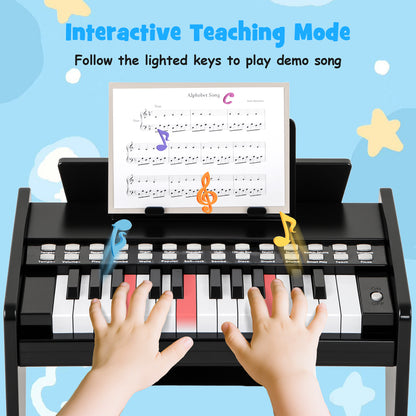 25 Keys Kids Piano Keyboard with Adjustable Speed and Volume, Black Pianos & Keyboards at Gallery Canada