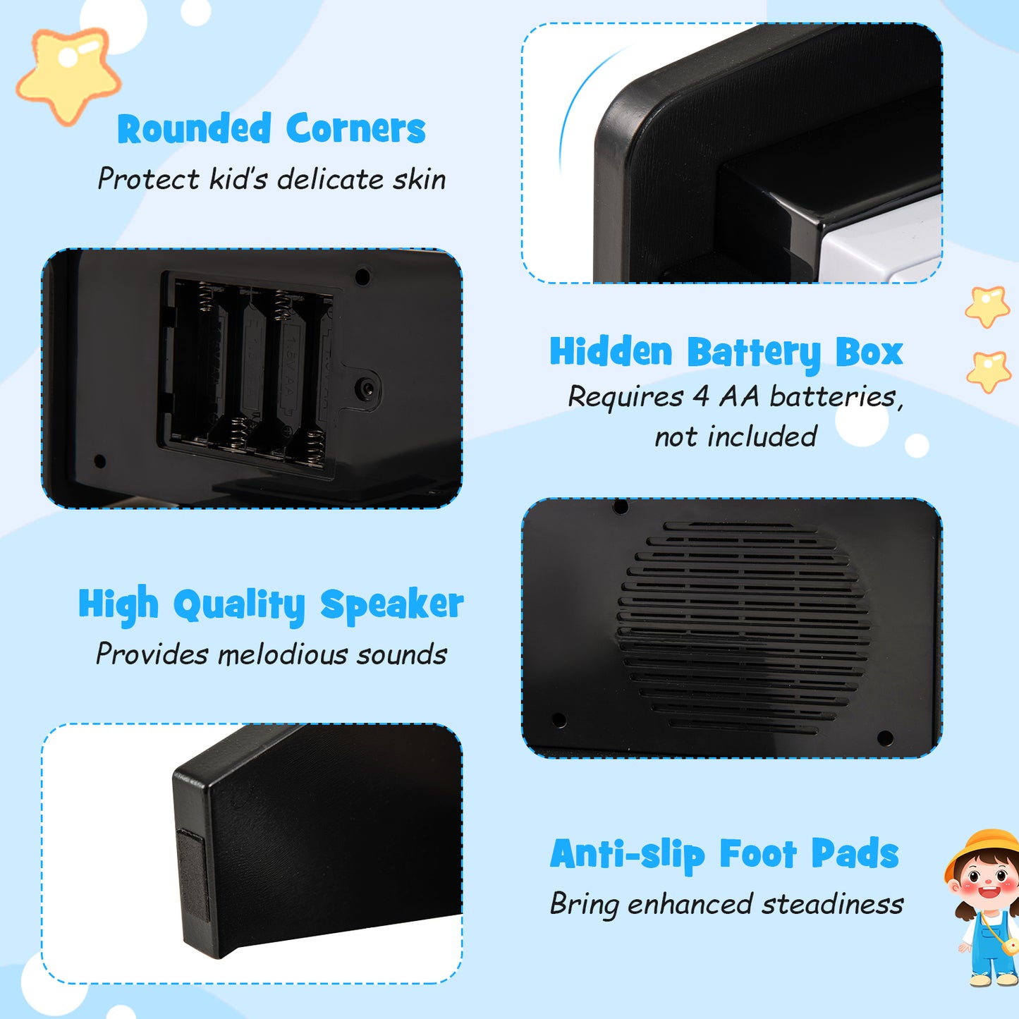 25 Keys Kids Piano Keyboard with Adjustable Speed and Volume, Black Pianos & Keyboards at Gallery Canada