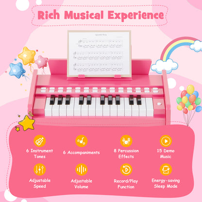 25 Keys Kids Piano Keyboard with Adjustable Speed and Volume, Pink Pianos & Keyboards at Gallery Canada