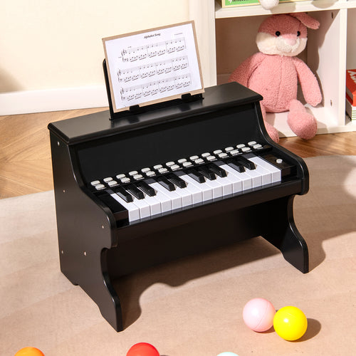 25 Keys Kids Piano Keyboard with Adjustable Speed and Teaching Mode, Black