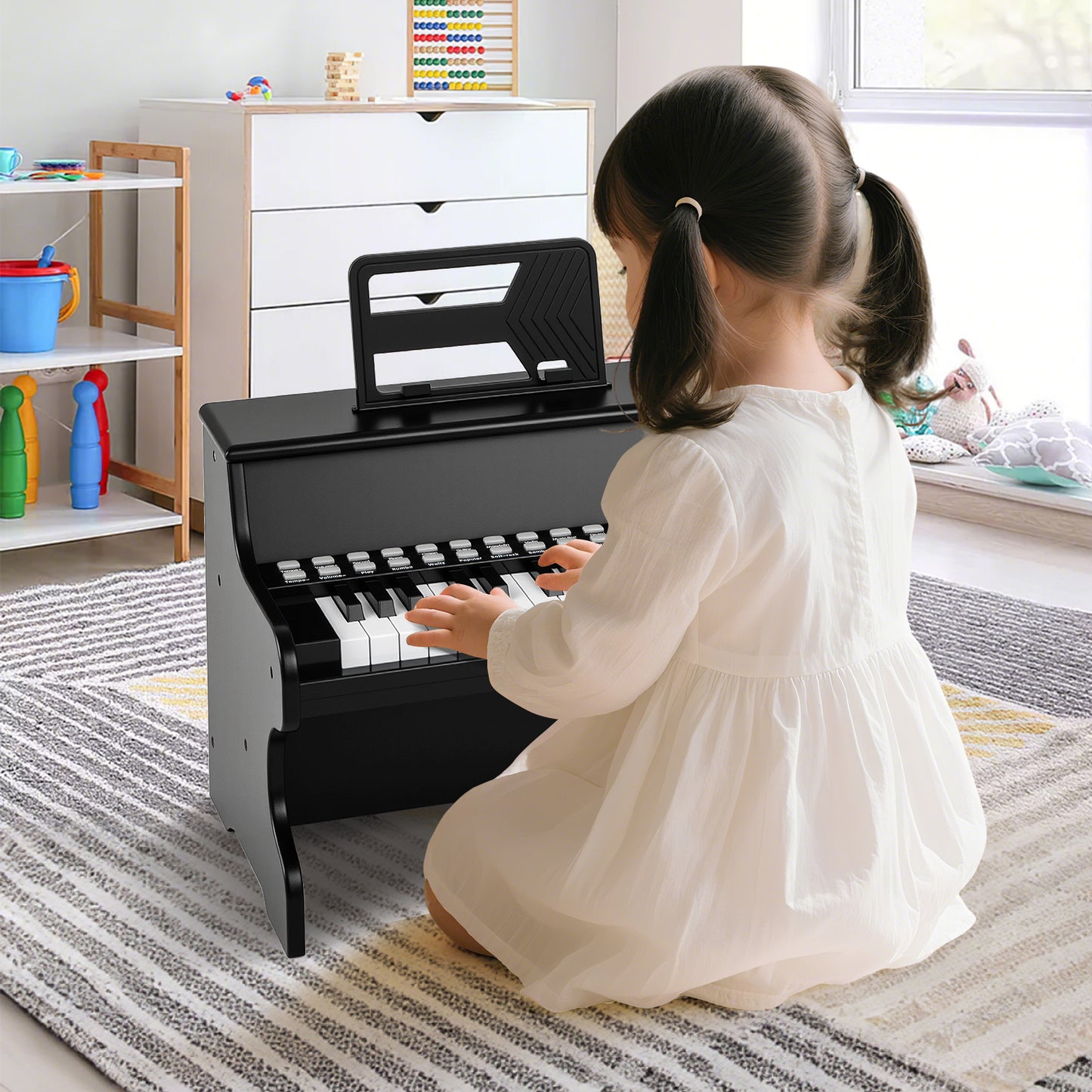 25 Keys Kids Piano Keyboard with Adjustable Speed and Teaching Mode, Black Pianos & Keyboards at Gallery Canada