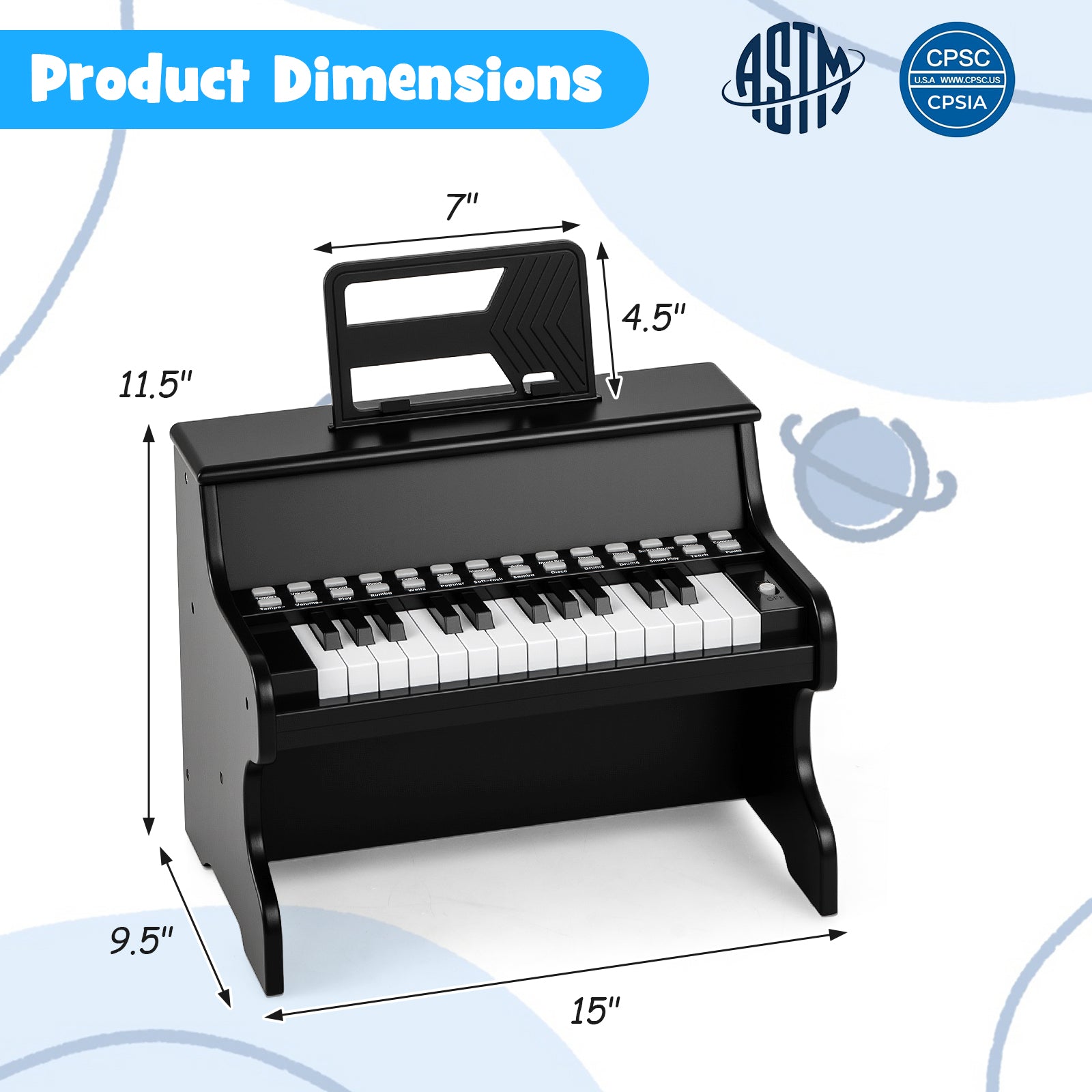 25 Keys Kids Piano Keyboard with Adjustable Speed and Teaching Mode, Black Pianos & Keyboards at Gallery Canada
