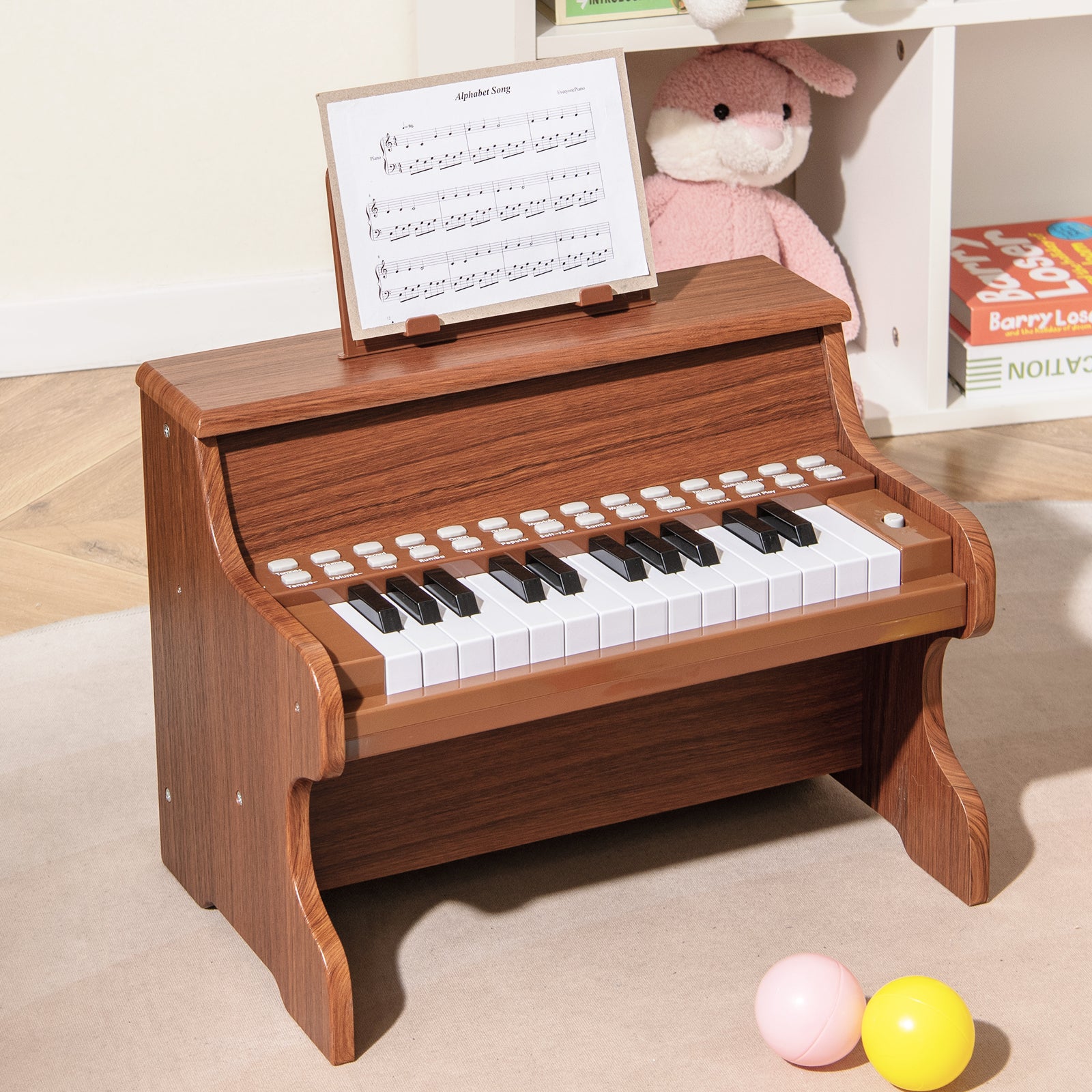 25 Keys Kids Piano Keyboard with Adjustable Speed and Teaching Mode, Brown Pianos & Keyboards at Gallery Canada