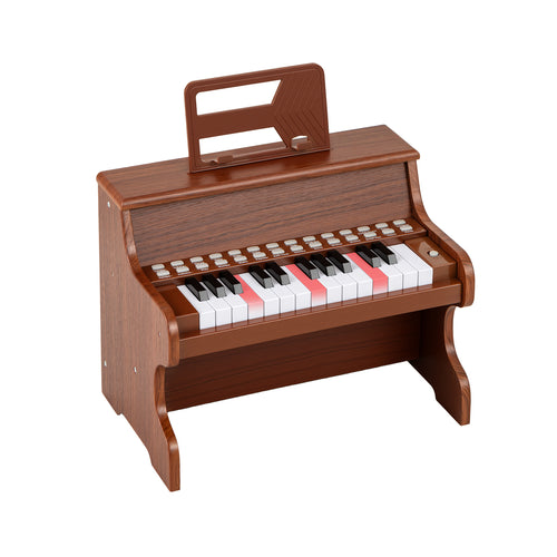 25 Keys Kids Piano Keyboard with Adjustable Speed and Teaching Mode, Brown