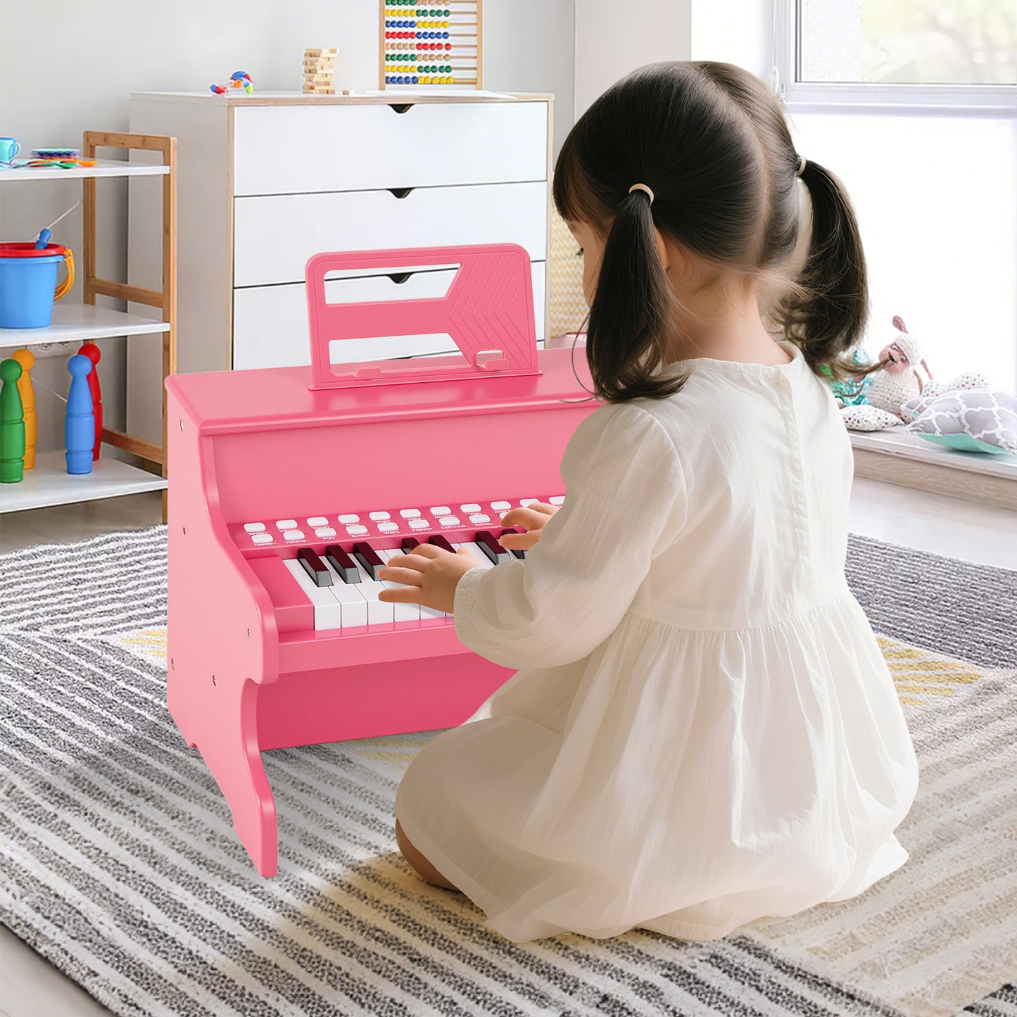 25 Keys Kids Piano Keyboard with Adjustable Speed and Teaching Mode, Pink Pianos & Keyboards at Gallery Canada