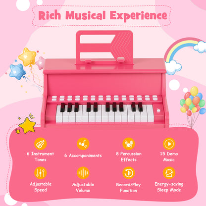 25 Keys Kids Piano Keyboard with Adjustable Speed and Teaching Mode, Pink Pianos & Keyboards at Gallery Canada