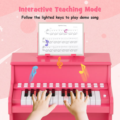 25 Keys Kids Piano Keyboard with Adjustable Speed and Teaching Mode, Pink Pianos & Keyboards at Gallery Canada