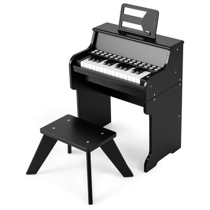 25 Keys Kids Piano Keyboard with Stool Mini Digital Piano Wooden Toy with Adjustable Speed and Volume, Black Pianos & Keyboards at Gallery Canada