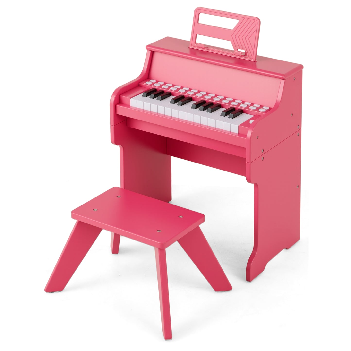 25 Keys Kids Piano Keyboard with Stool Mini Digital Piano Wooden Toy with Adjustable Speed and Volume, Pink Pianos & Keyboards at Gallery Canada