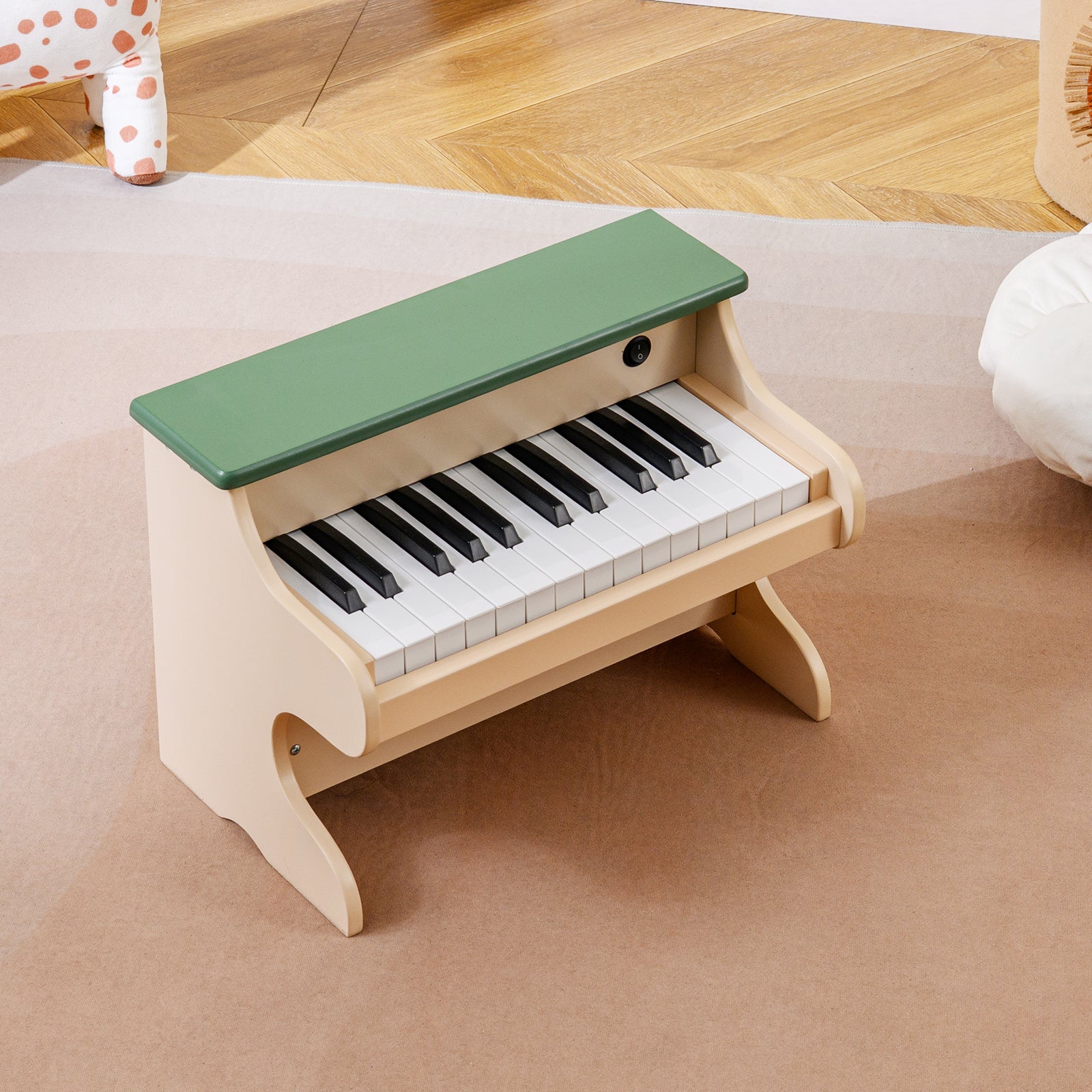 25 Keys Kids Piano Keyboard Wooden Digital Piano Toy with Removable Music Stand, Green Pianos & Keyboards at Gallery Canada