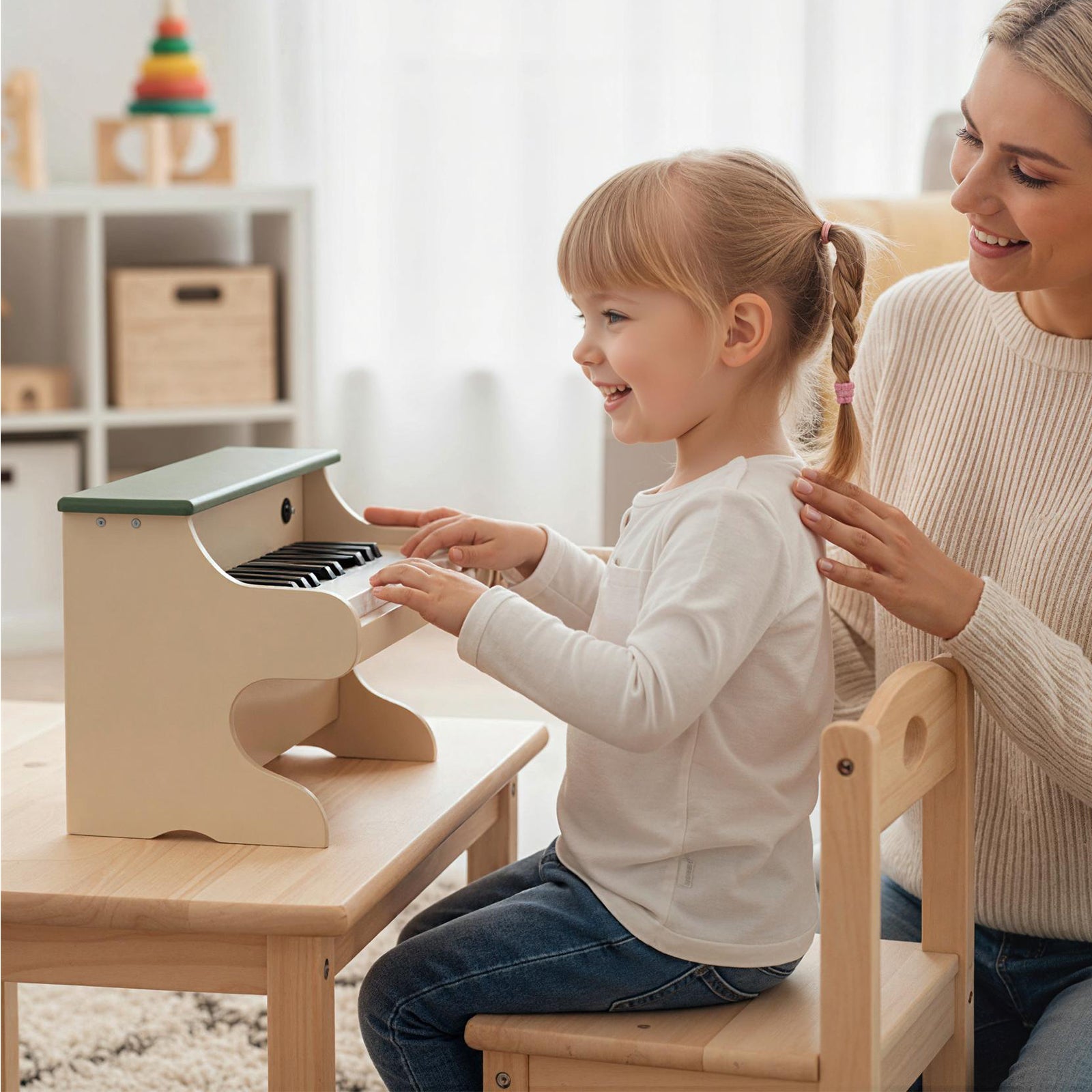 25 Keys Kids Piano Keyboard Wooden Digital Piano Toy with Removable Music Stand, Green Pianos & Keyboards at Gallery Canada