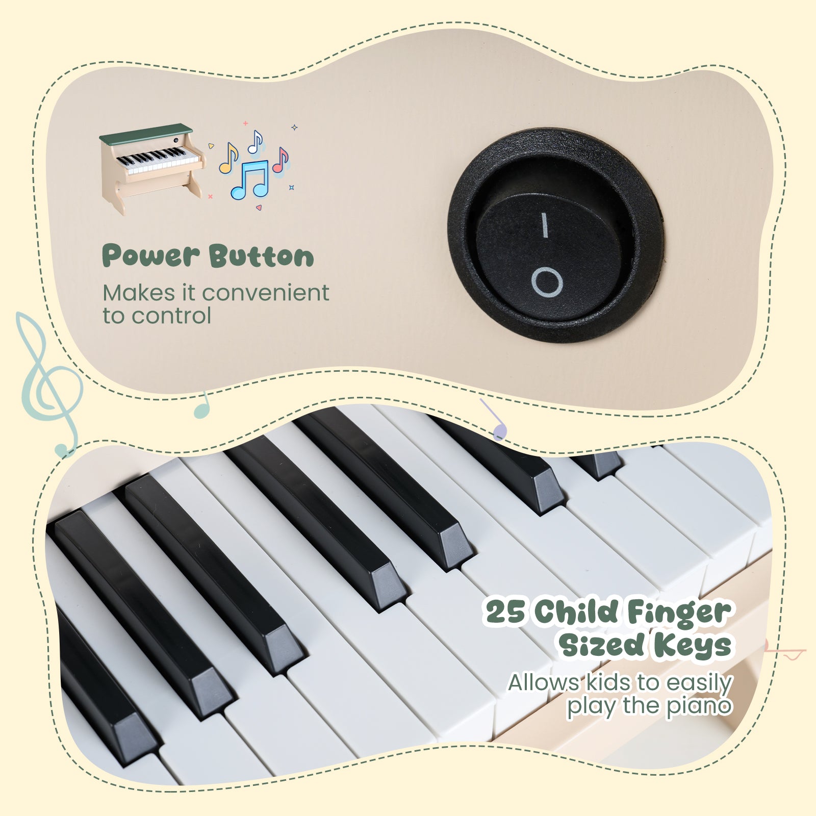 25 Keys Kids Piano Keyboard Wooden Digital Piano Toy with Removable Music Stand, Green Pianos & Keyboards at Gallery Canada