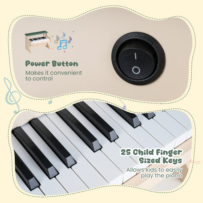 25 Keys Kids Piano Keyboard Wooden Digital Piano Toy with Removable Music Stand, Green Pianos & Keyboards at Gallery Canada