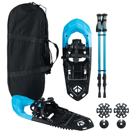 25” Lightweight Snowshoes and Trekking Poles Set, Blue