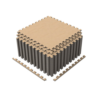 25 Pack-100 Sq.Ft. Foam Floor Tiles Interlocking Carpet Tiles with Edge Borders, Beige Decorative Fencing & Flooring Beige at Gallery Canada