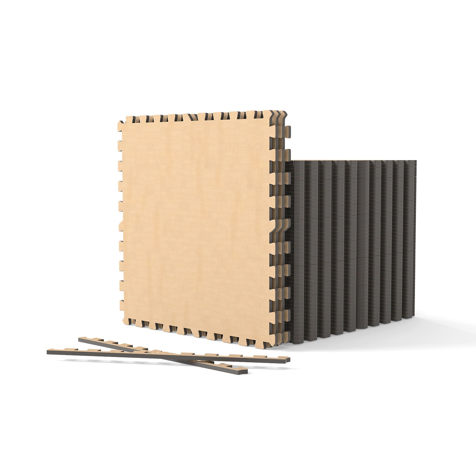 25 Pack-100 Sq.Ft. Foam Floor Tiles Interlocking Carpet Tiles with Edge Borders, Beige Decorative Fencing & Flooring at Gallery Canada