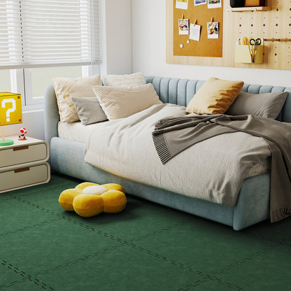 25 Pack-100 Sq.Ft. Foam Floor Tiles Interlocking Carpet Tiles with Edge Borders, Green Decorative Fencing & Flooring at Gallery Canada