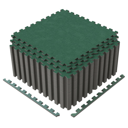 25 Pack-100 Sq.Ft. Foam Floor Tiles Interlocking Carpet Tiles with Edge Borders, Green