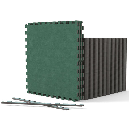 25 Pack-100 Sq.Ft. Foam Floor Tiles Interlocking Carpet Tiles with Edge Borders, Green Decorative Fencing & Flooring at Gallery Canada
