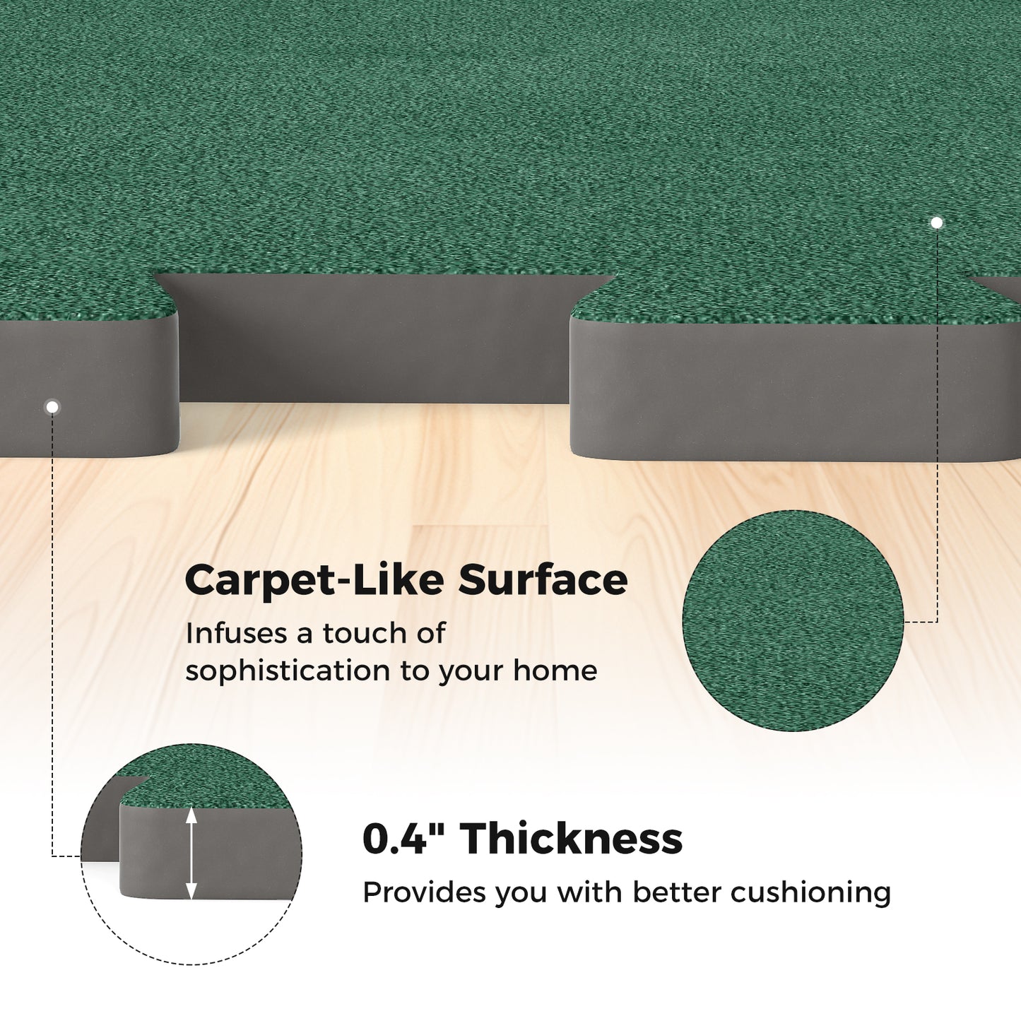 25 Pack-100 Sq.Ft. Foam Floor Tiles Interlocking Carpet Tiles with Edge Borders, Green Decorative Fencing & Flooring at Gallery Canada