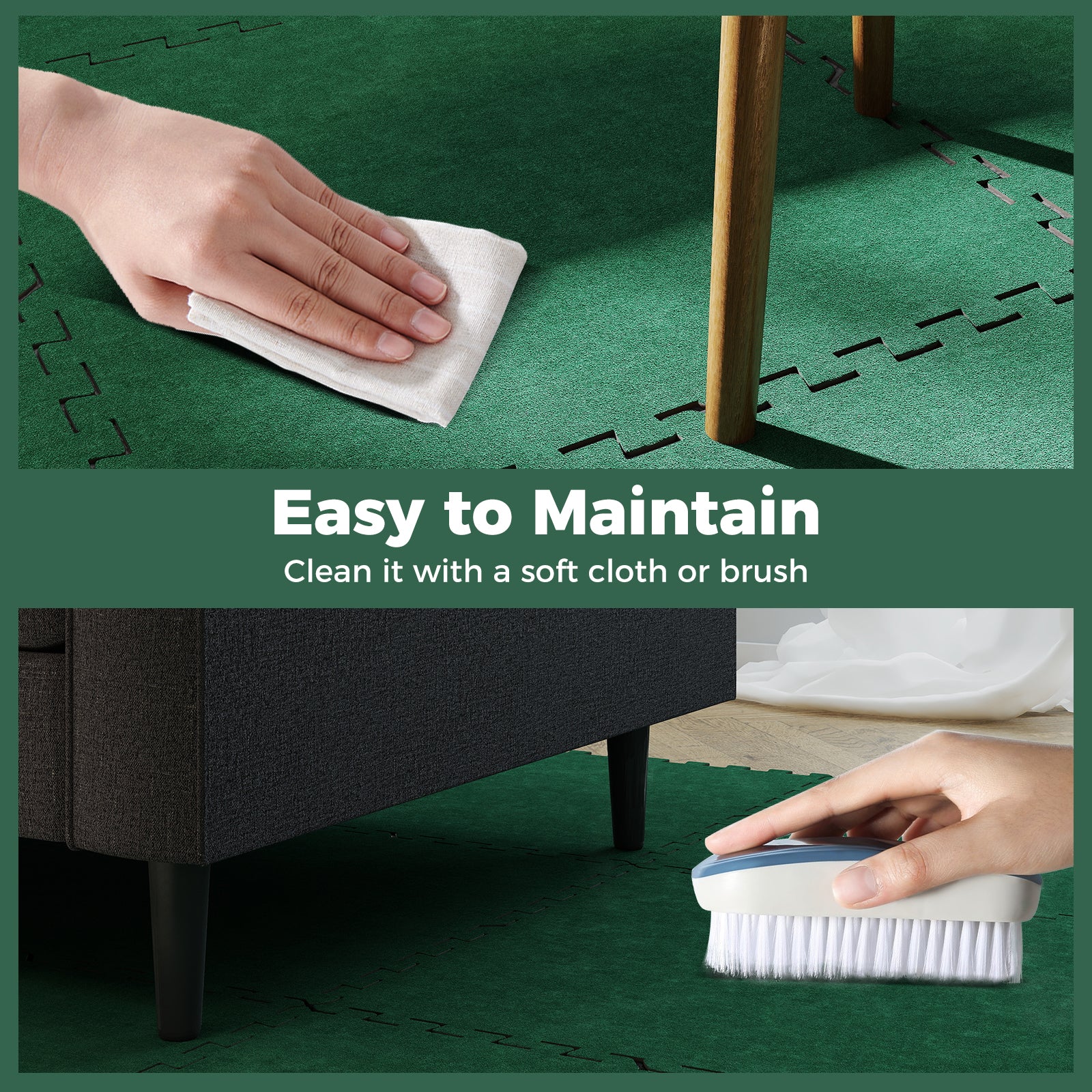 25 Pack-100 Sq.Ft. Foam Floor Tiles Interlocking Carpet Tiles with Edge Borders, Green Decorative Fencing & Flooring at Gallery Canada