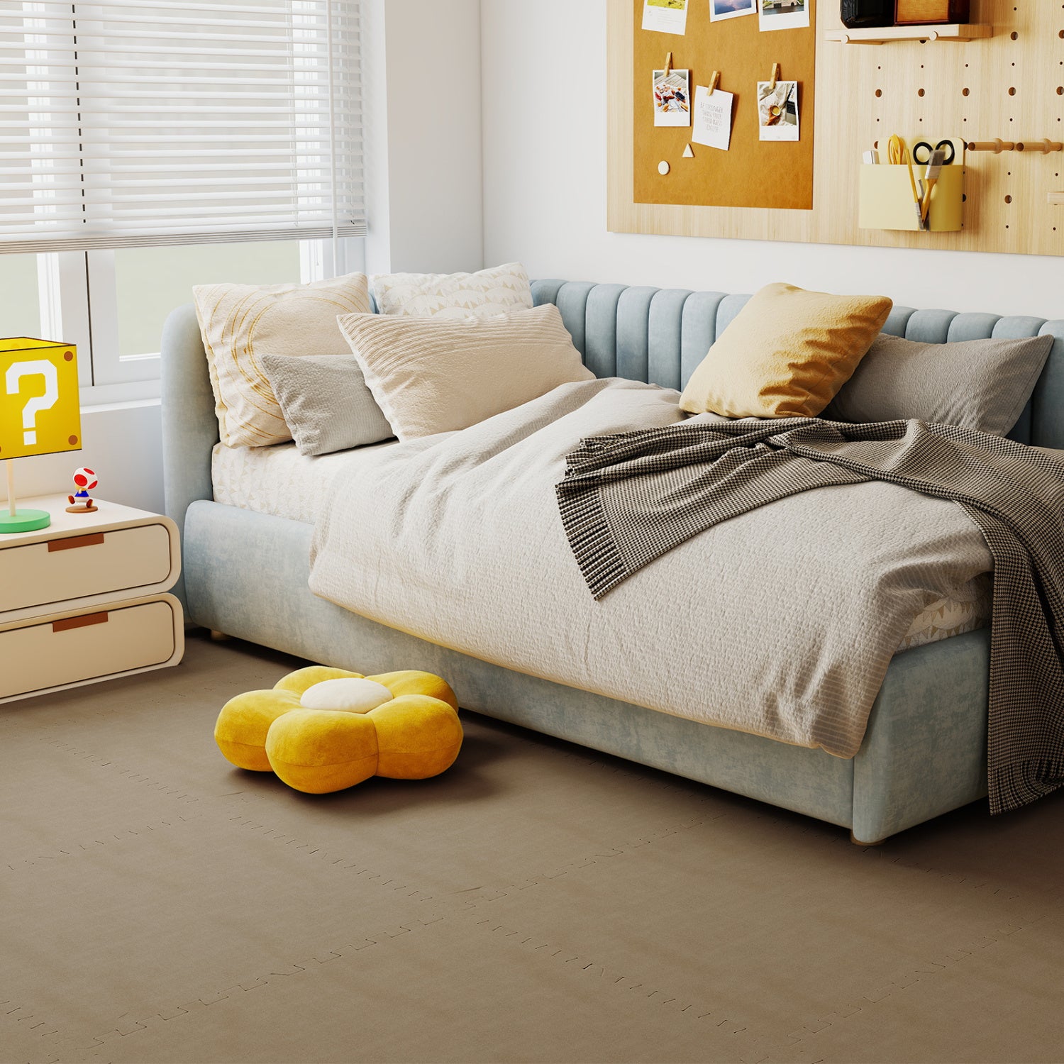 25 Pack 100 Sq.Ft. Interlocking Foam Floor Tiles, Beige Decorative Fencing & Flooring at Gallery Canada
