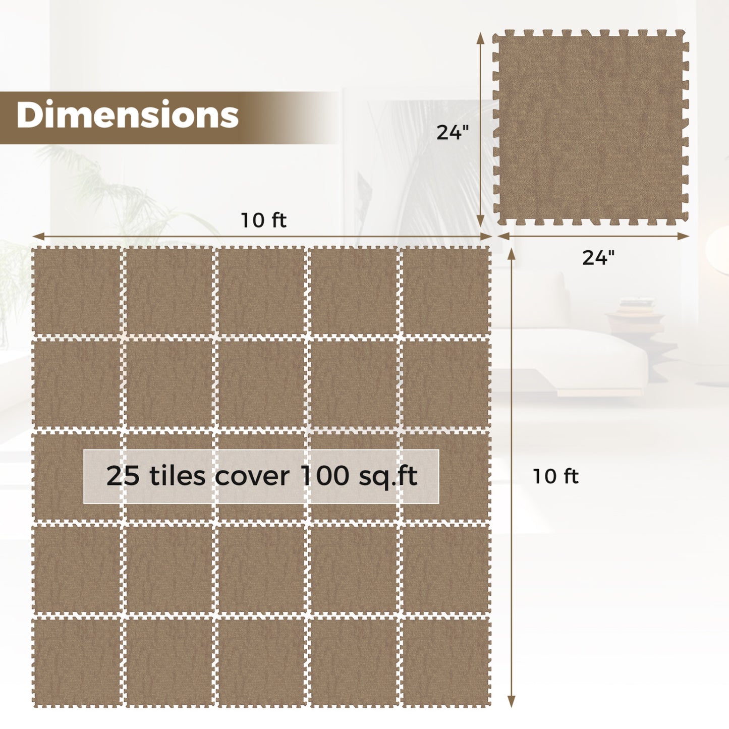 25 Pack 100 Sq.Ft. Interlocking Foam Floor Tiles, Beige Decorative Fencing & Flooring at Gallery Canada