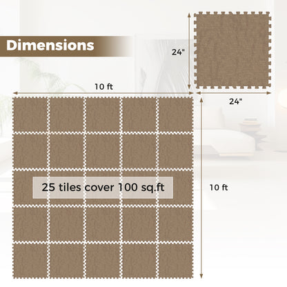 25 Pack 100 Sq.Ft. Interlocking Foam Floor Tiles, Beige Decorative Fencing & Flooring at Gallery Canada