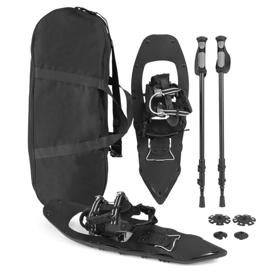 25” Snowshoes with Trekking Poles, Black
