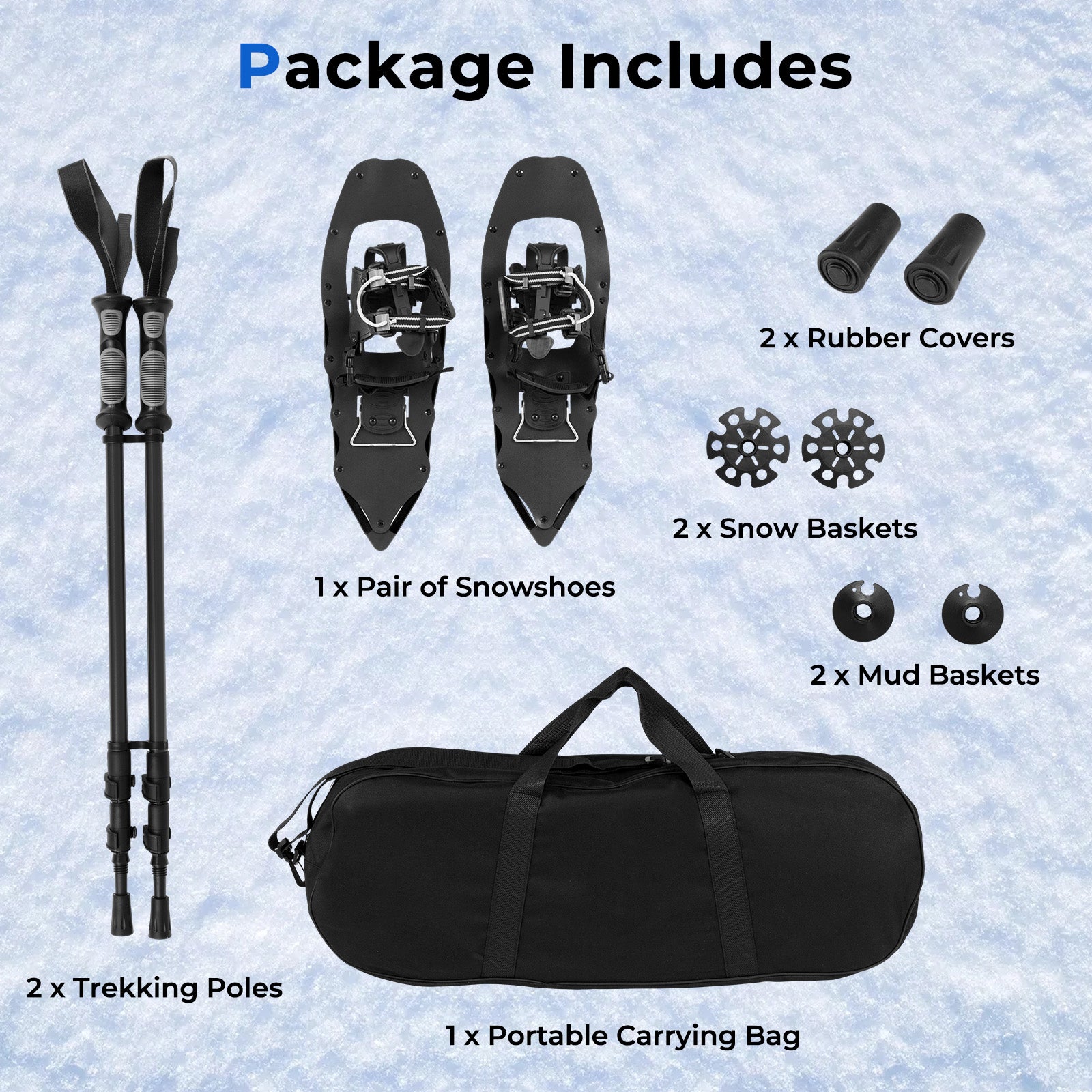 25” Snowshoes with Trekking Poles, Black Winter Sports & Activities at Gallery Canada