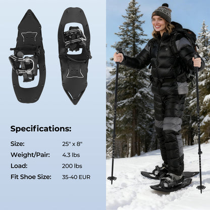 25” Snowshoes with Trekking Poles, Black Winter Sports & Activities at Gallery Canada