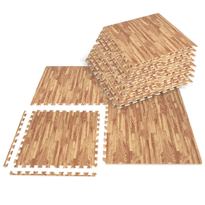 25 Tiles Wood Grain Foam Floor Mats, Natural Decorative Fencing & Flooring Natural at Gallery Canada