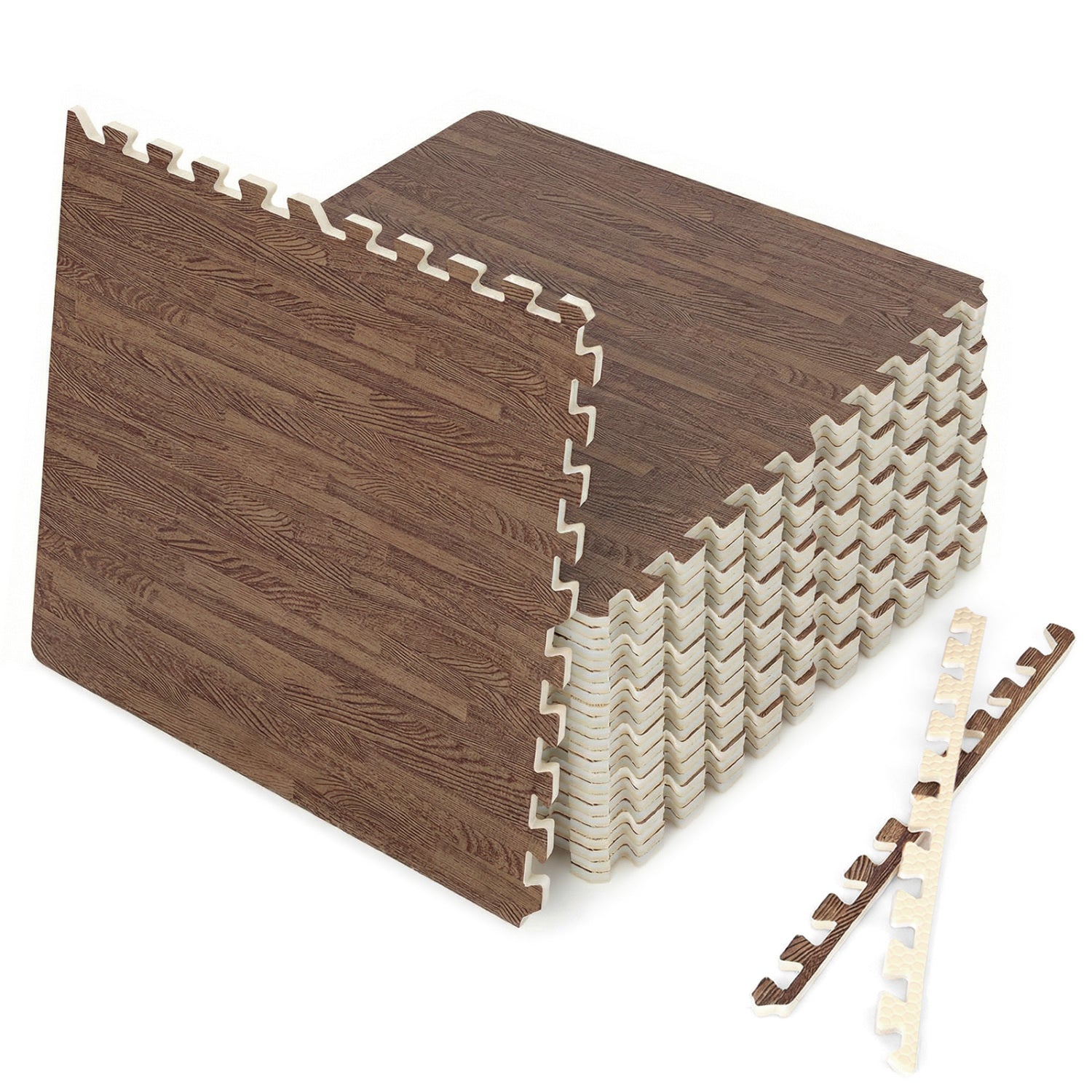 25 Tiles Wood Grain Foam Floor Mats, Brown Decorative Fencing & Flooring Brown at Gallery Canada