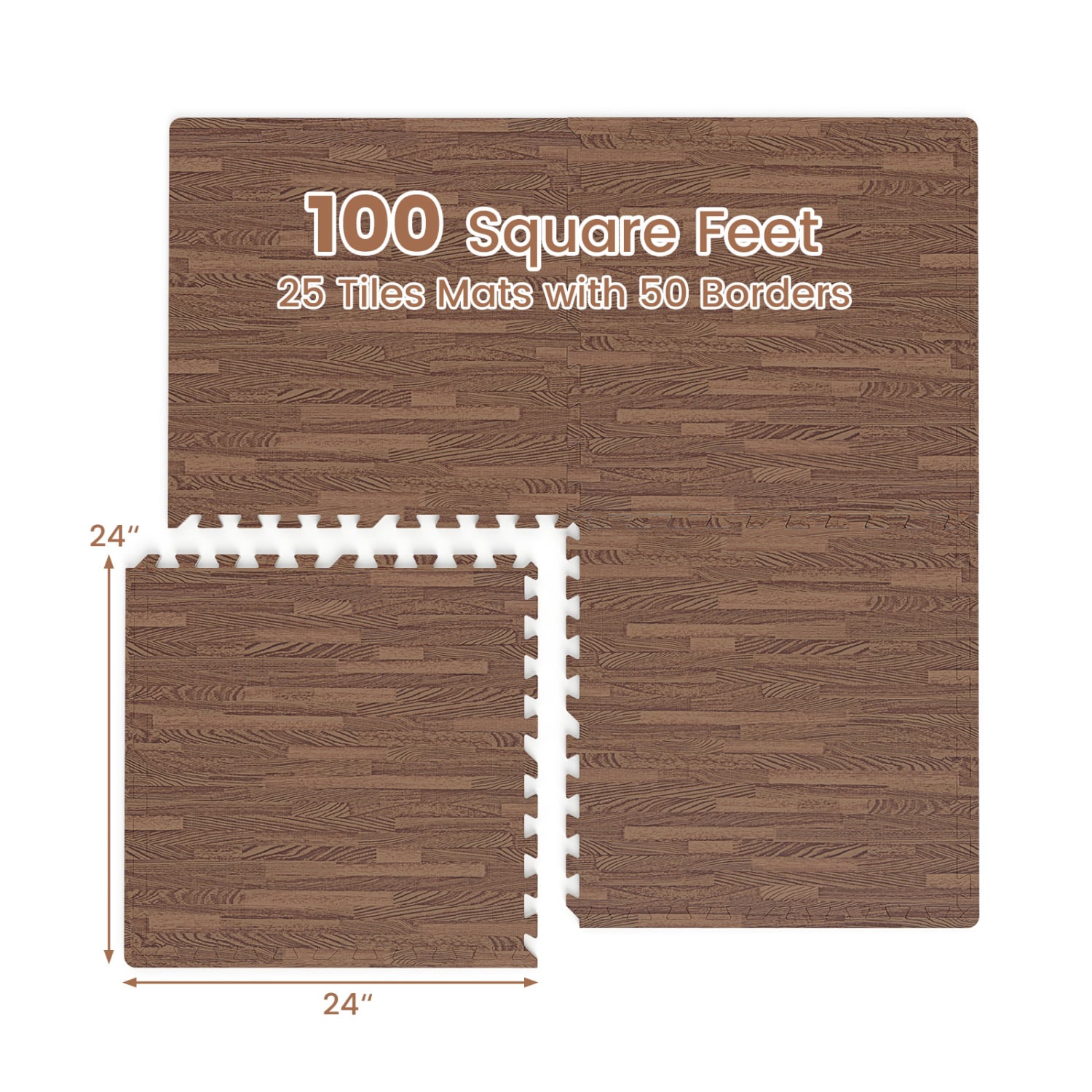25 Tiles Wood Grain Foam Floor Mats, Brown Decorative Fencing & Flooring at Gallery Canada