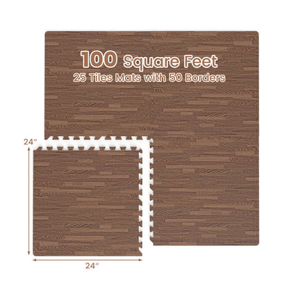 25 Tiles Wood Grain Foam Floor Mats, Brown Decorative Fencing & Flooring at Gallery Canada